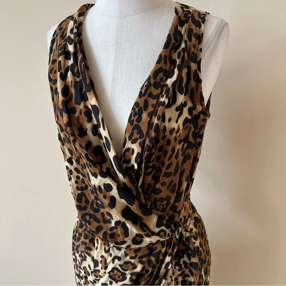 Nanette Lepore 100% silk leopard patterned wrap dress 2896 - Picture 4 of 10
